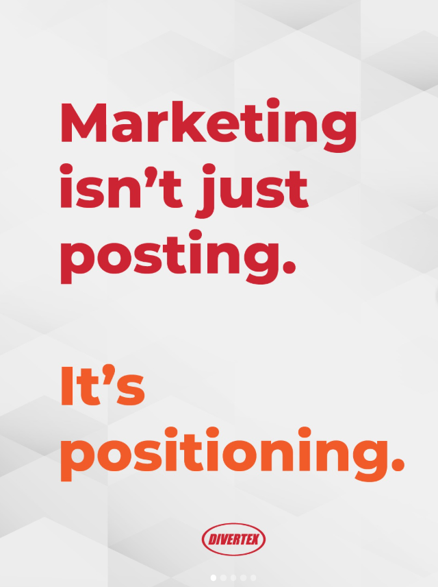 Divertex Instagram post about marketing and positioning